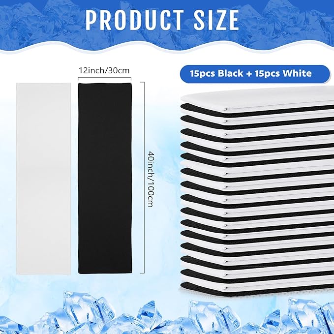 Hosuly 30 Pack Cooling Towels, 40"x12" Ice Breathable Soft Chilly Sweat Rag Microfiber Workout Rags for Gym Cooling Towels for Neck and Face for Yoga Golf Sport Running