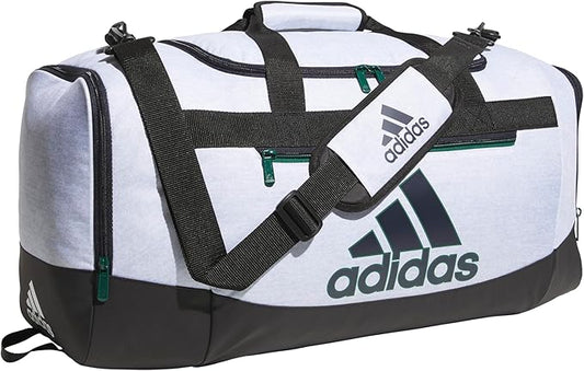 adidas Unisex Defender 4.0 Gym Duffel Bag for Men and Women, Jersey White/Legend Ink Blue/Black, Medium (66L)