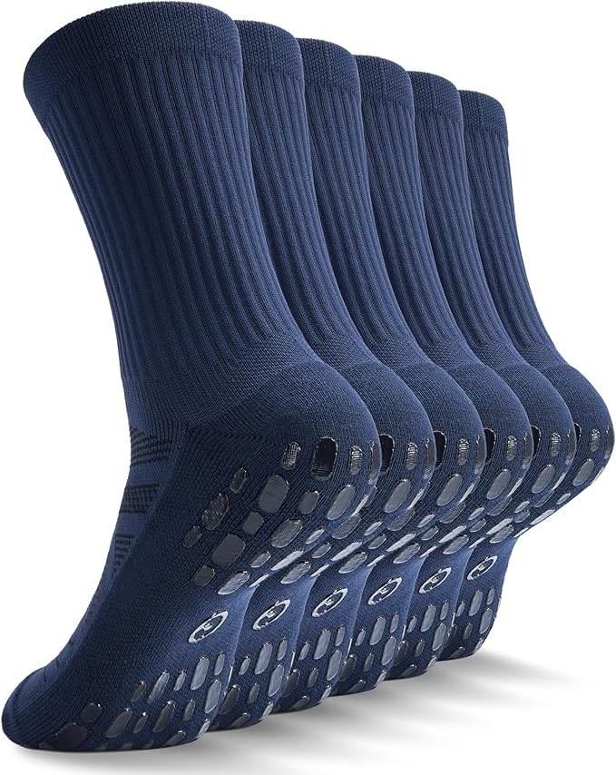 CWVLC Grip Socks Soccer - Cushioned Non-Slip Grippy for Men & Women Athletic - Barre Hospital Sticky Slipper Socks