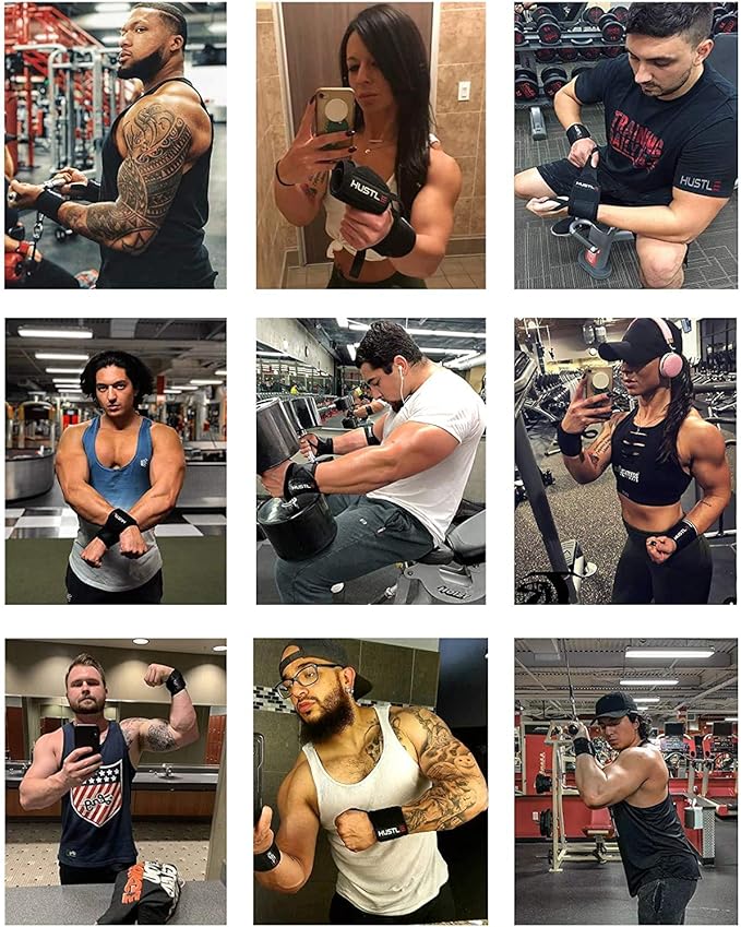 Hustle Athletics Wrist Wraps for Weightlifting – Max Wrist Support for Safe & Heavy Lifts, USPA Approved 18" & 12" Lengths, Thumb Loop Gym Straps for Powerlifting & Weight Lifting for Men and Women
