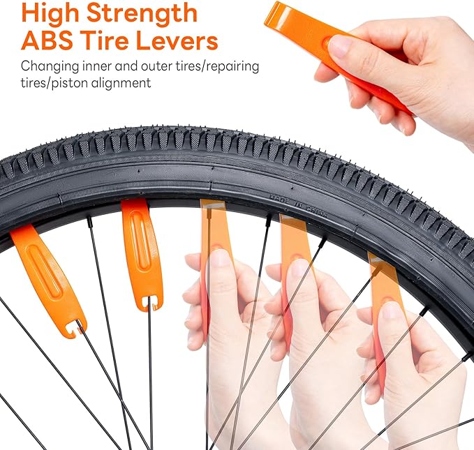 29 PCS Bike Tire Repair Kits - 22 PCS Vulcanizing Patches, Cement, Tire Levers, Metal Rasp & Roller, Valve Wrench, Portable Bicycle Inner Tube Puncture Patch Kit for BMX MTB Road Bike Motorcycle