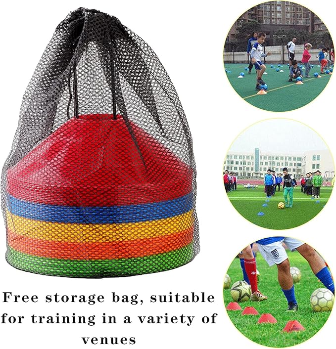 60/30 Pack Soccer Training Cones - Agility Cones with Carry Bag, Sturdy Disc Cones for Sports Training, Soccer, Football, Basketball, Indoor Outdoor Sports, Festive Events, Field Cone Markers