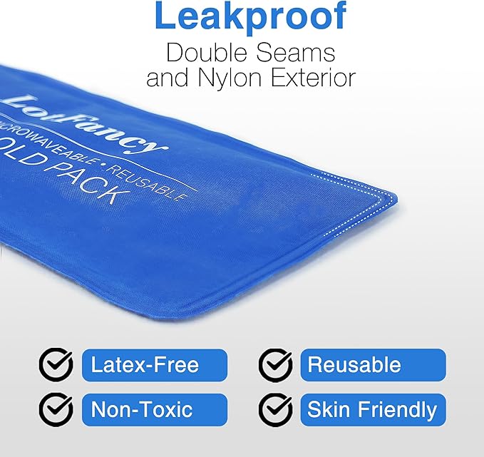 LotFancy Ice Pack for Injuries, 4 Reusable Hot Cold Packs for Therapy, Cooling or Heating Gel Pad for First Aid, Back, Shoulder, Neck, Head, Feet Pain Relief, 10.5 x 5 Inches