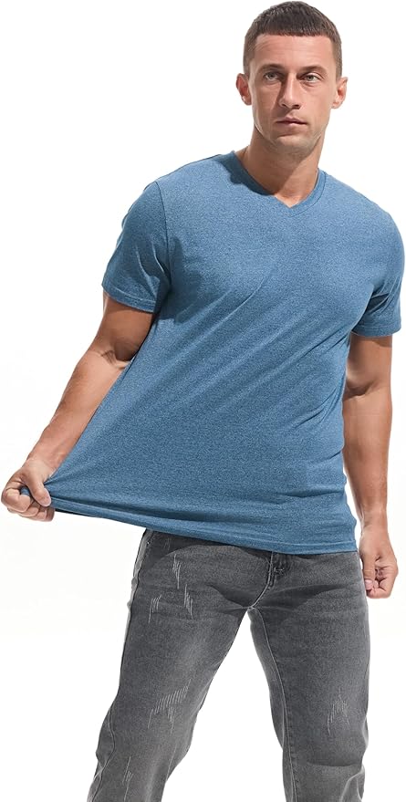 VEIISAR Premium V Neck T Shirts for Men - Modern Fitted Tees Vneck Undershirts
