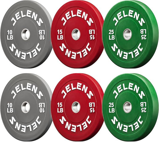 Olympic Barbell Weight Plates Set, 2-Inch Black/Colored Rubber Bumper Plate Weight Set for Strength Training and Weightlifting, Multiple Options