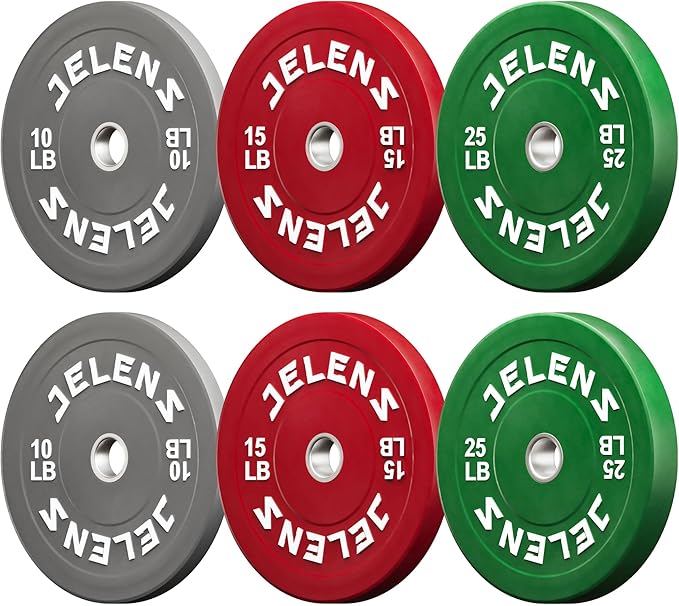 Olympic Barbell Weight Plates Set, 2-Inch Black/Colored Rubber Bumper Plate Weight Set for Strength Training and Weightlifting, Multiple Options