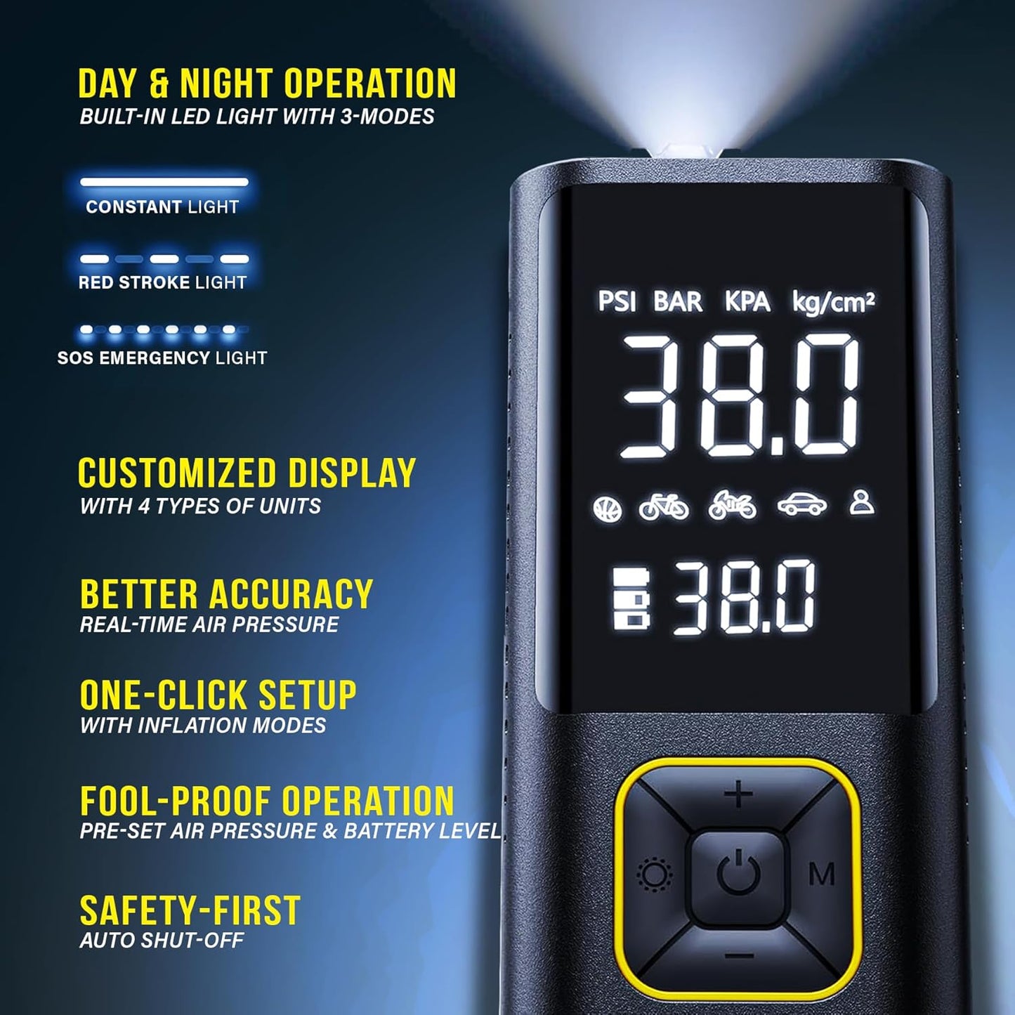 Tire Repair Kit with Air Compressor Car Emergency Kit with Universal Tire Plugs Repair Nails To Fix Punctures Roadside Assistance for Car Truck SUV Motorcycle ATV Tractor Trailer.