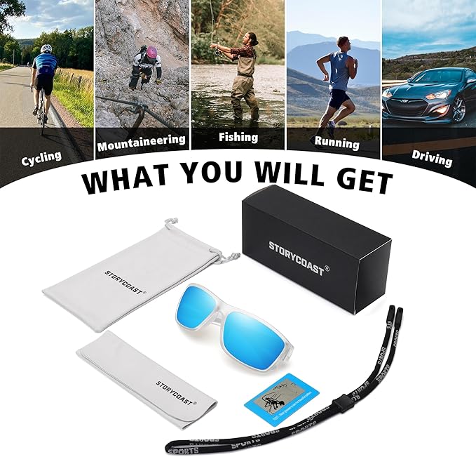 STORYCOAST Polarized Sports Sunglasses for Men Women Unbreakable Frame Cycling Fishing Driving