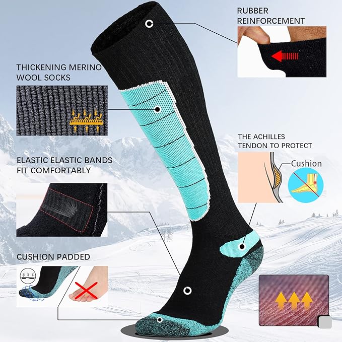 Hylaea Merino Wool Ski Socks, Cold Weather Socks for Snowboarding, Snow, Winter, Thermal Knee-high Warm Socks, Hunting