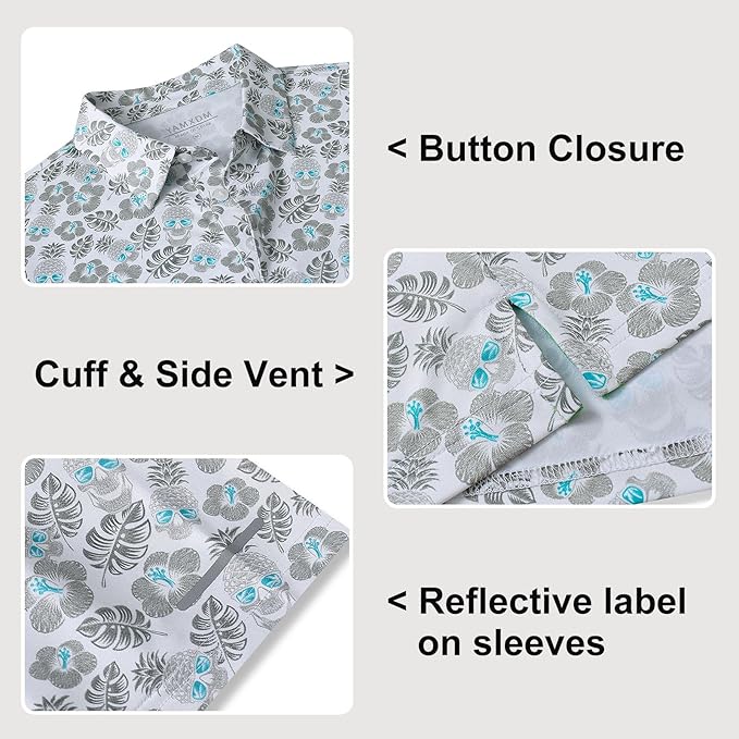 Golf Shirts for Men - Moisture Wicking Short Sleeve Performance Sport Casual Striped Collared Mens Polo Shirt