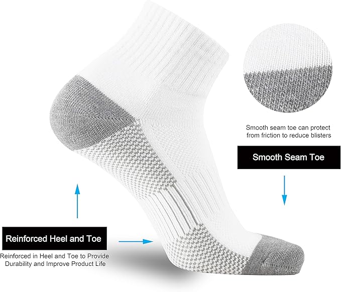 ONKE Max Full Cushion Low Cut Quarter Socks for Men Athletic Running Training Work Thick Warm Moisture Control Anti Blister