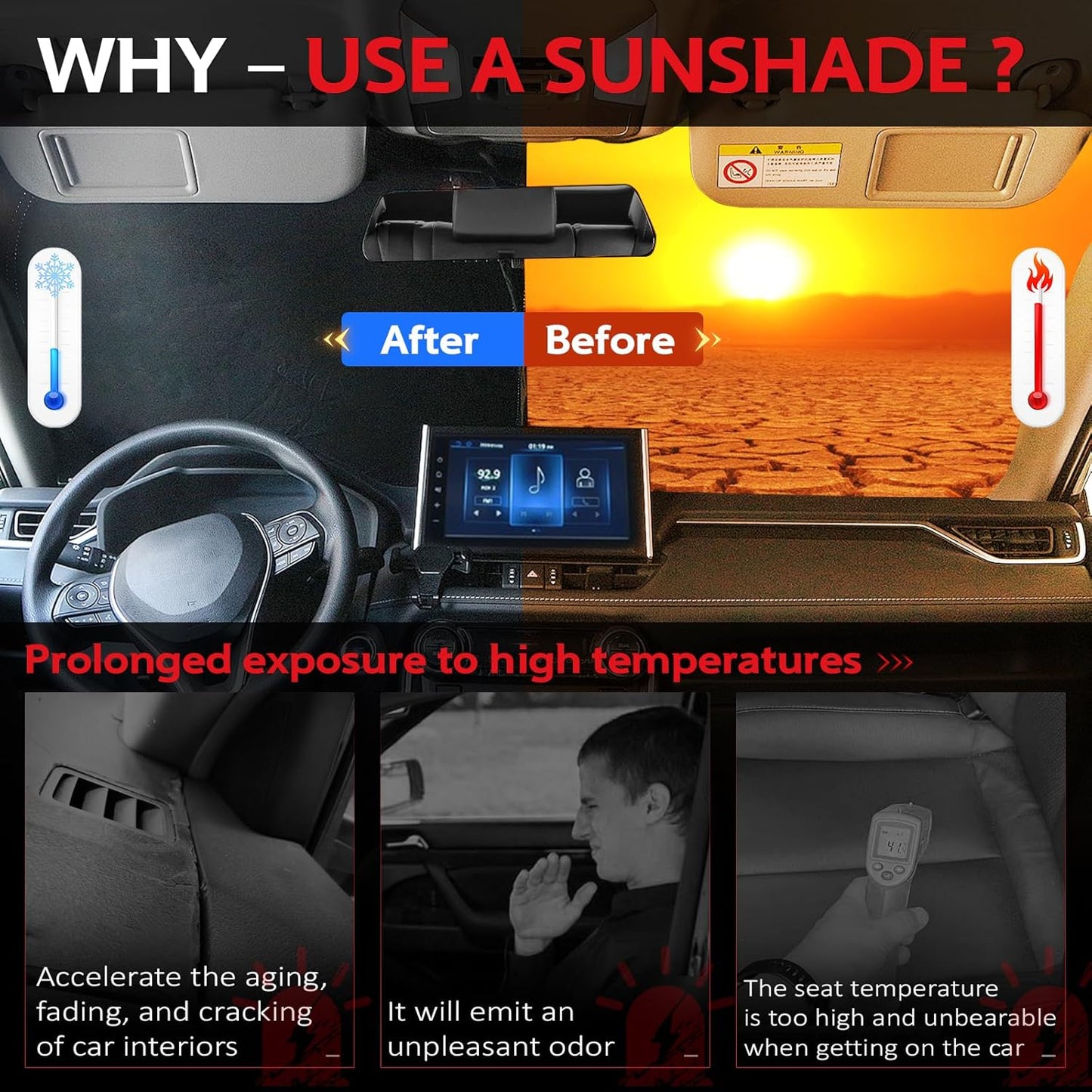 KAYZT Windshield Sun Shade for 2019-2025 2026 Audi Q3 SUV Foldable Sunshade Front Window Custom Fit Car Accessories