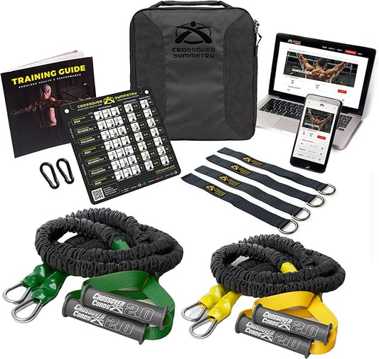 Crossover Symmetry Shoulder System Includes Two Sets of Resistance Bands Attachments Training Guide Exercise Chart Online Workouts for Home Fitness Rehab Rotator Cuff Exercises