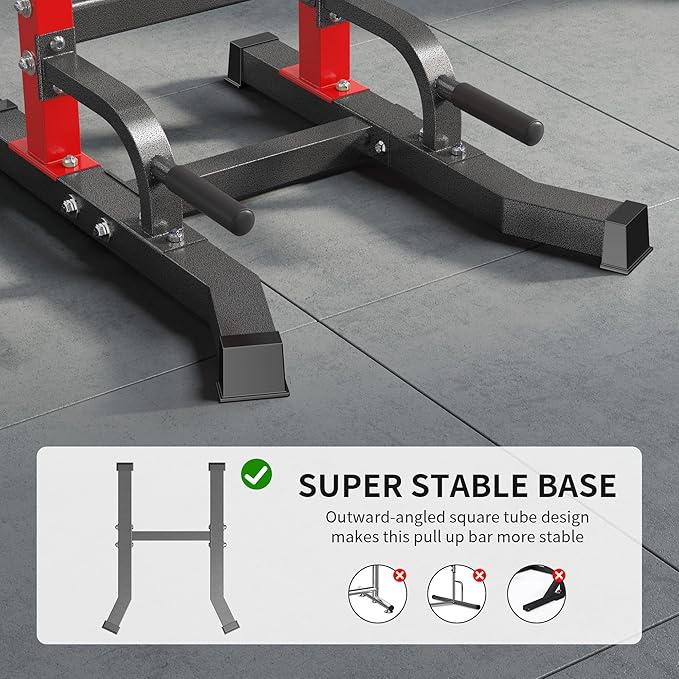 sogesfurniture Adjustable Dip Stands Assistive Trainer for Home Gym - 10-Level Height Wall-Saving Pull Up Bar, Dual Training Stands for Dip Push Up & Core Workout, Heavy Duty Steel Frame