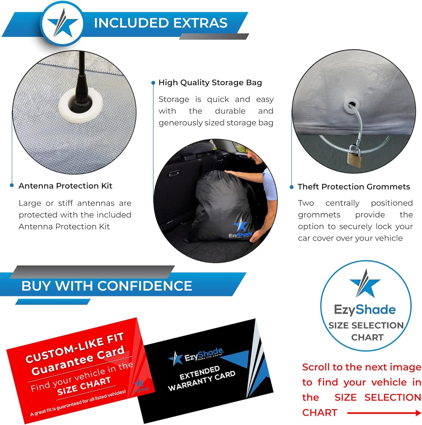 EzyShade 10-Layer SUV Car Cover Waterproof All Weather. See Vehicle Size-Chart for Accurate Fit. Outdoor Full Exterior Covers for Automobiles Heavy Duty Tarp Jeep Rav4 CRV. Size S1 (See SizeChart)