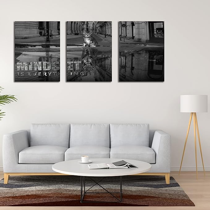 3 Panels Motivational Canvas Wall Art Inspirational Wall Art Entrepreneur Quotes Poster Print Artwork Painting Picture for Framed Home Decoration Living Room office bedroom 36''W x 16''H