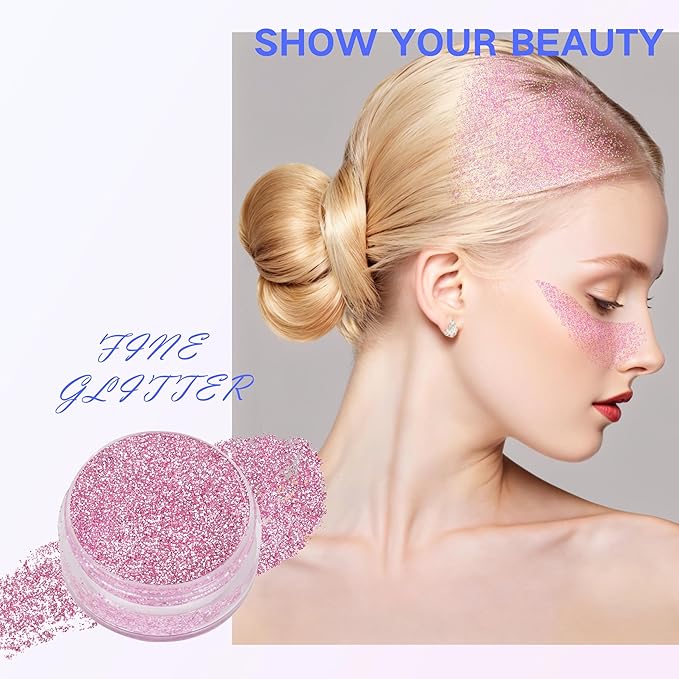 Pink Face Glitter Gel,10g/pc 4 Styles Body Glitter Mermaid Costume for Kids,Singer Concert Outfit for Women,Sparkling Hair Glitter Makeup Rave Festival Accessories,40g/1.41 oz