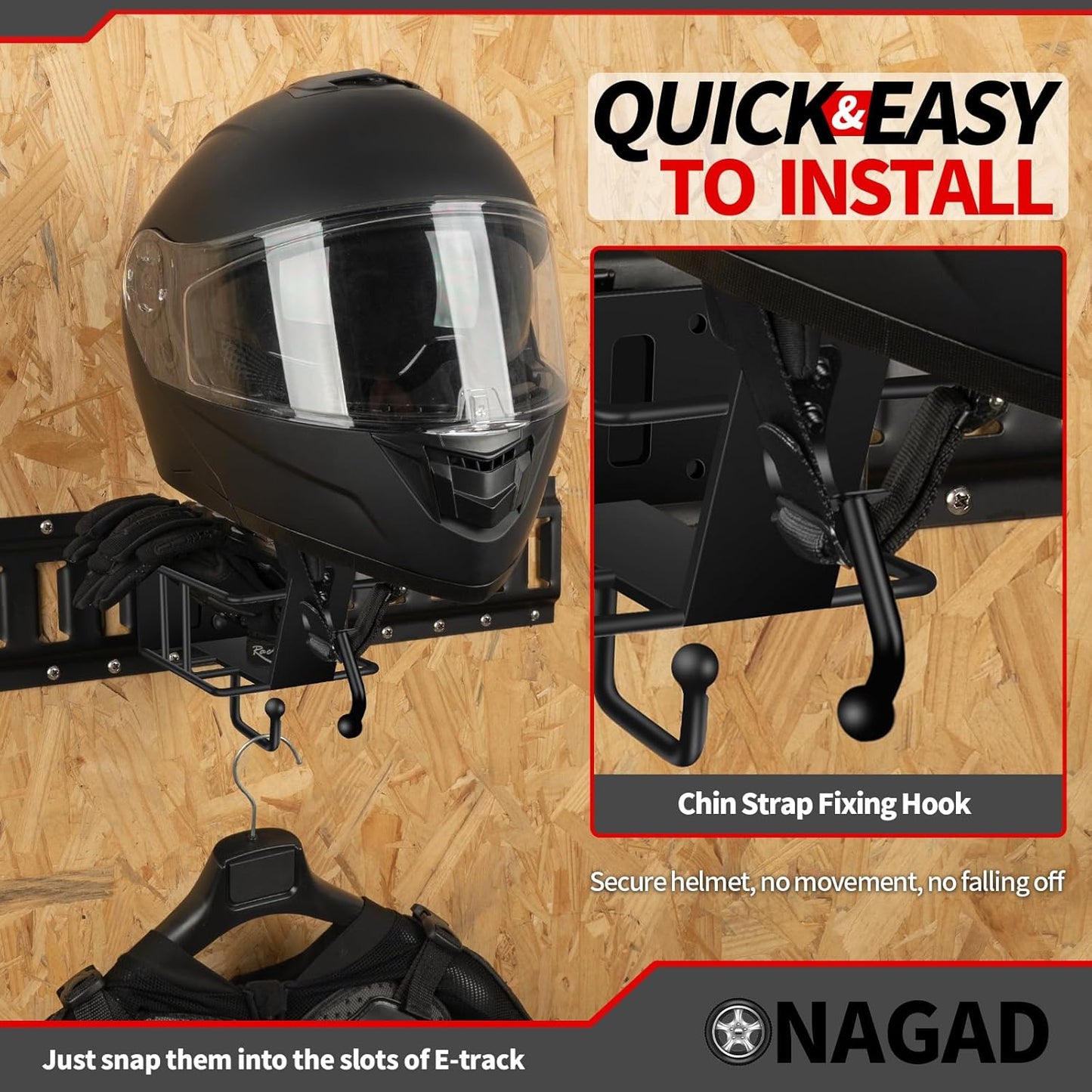 E Track Motorcycle Helmet Rack with Gloves Tray, E-Track Dirt Bike Bicycle Helmet Holder Display Hanger Storage Organizer Stand Hook, Motorcycle Etrack Accessories for Enclosed Trailer, Truck, Garage