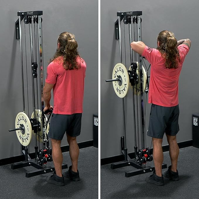 Valor Fitness BD-62 Wall Mounted Cable Machine with Adjustable Dual Pulley System Functional Home Gym Workout Equipment