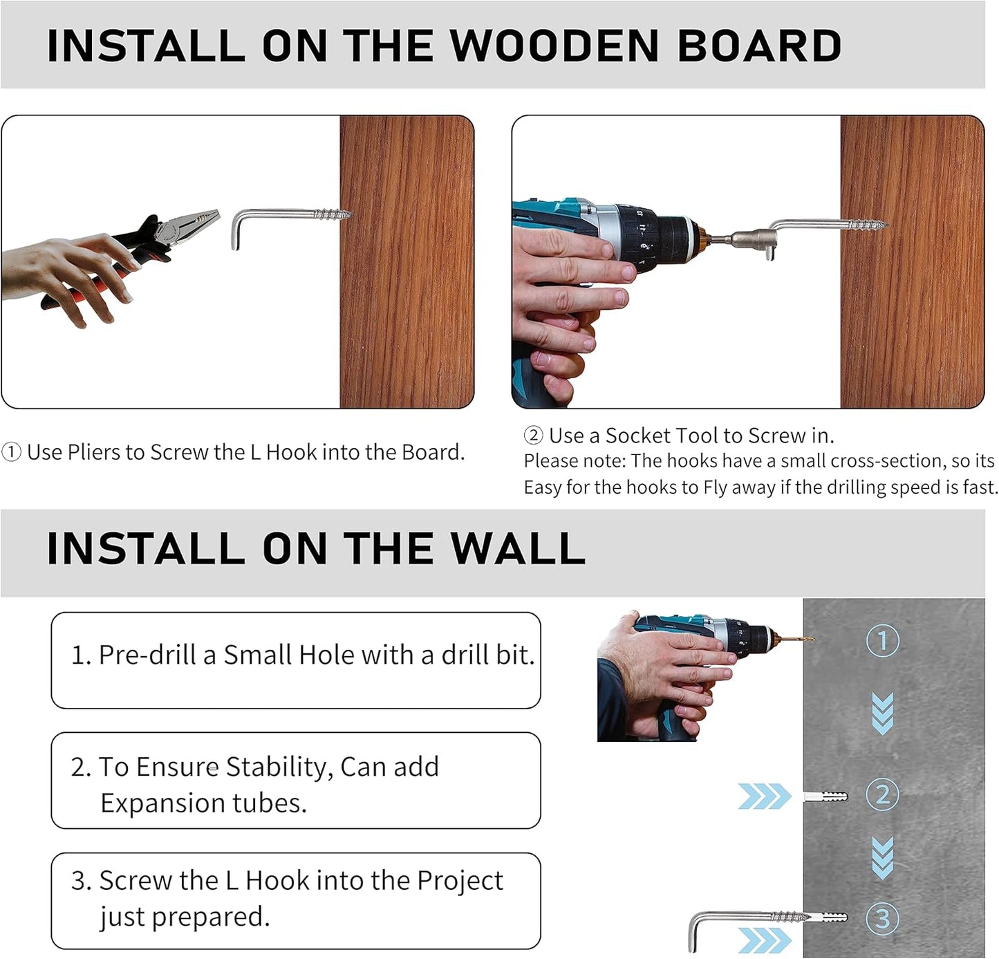 304 Stainless Steel 2-3/4 in Screw-in Hooks 20 Pcs,7 Shape Screw Hooks,Right Angle Medal Hooks l Shaped Screw in Hooks for Hanging