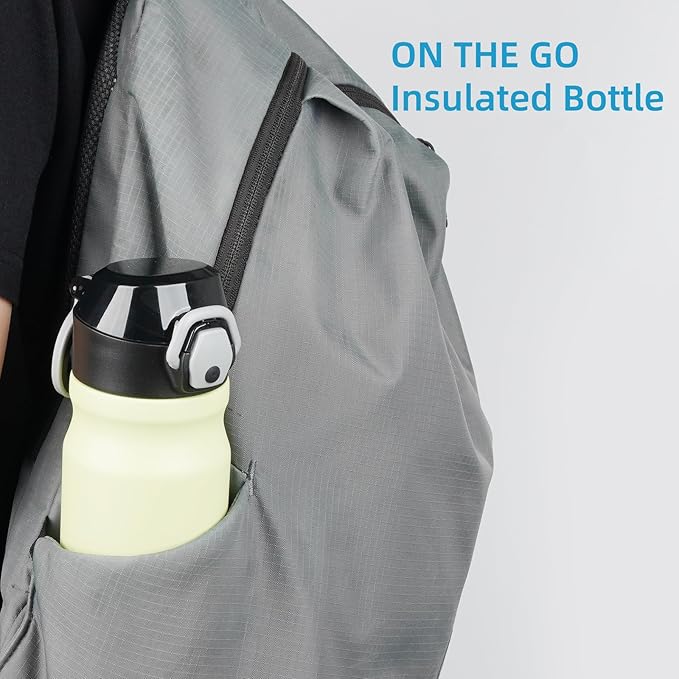 Insulated Water Bottle with Straw and Carry Loop,18 oz Stainless Steel Double Wall Vaccum Metal Water Flask with Leak-proof Lid,Macaron Green