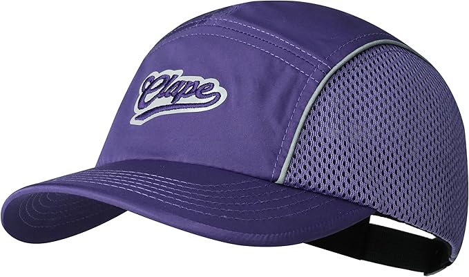 CLAPE Quick Dry 5 Panel Hat for Men, Breathable Mesh Short Brim Baseball Cap, Reflective Ajustable Outdoor Sport Running Hat