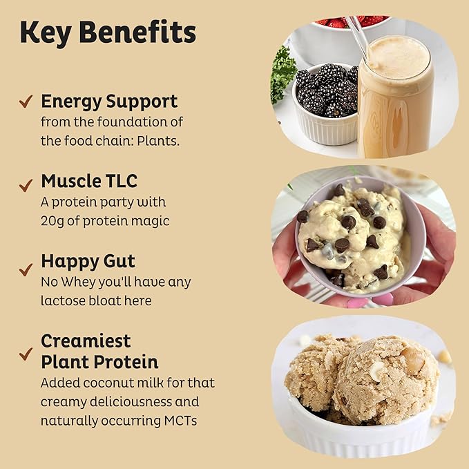 KOS Vegan Protein Powder Erythritol Free, Vanilla USDA Organic - Pea Protein Blend, Plant Based Superfood Rich in Vitamins & Minerals - Keto, Dairy Free - Meal Replacement for Women & Men, 28 Servings