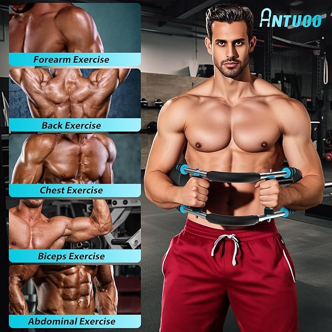 Twister Arm Trainer, 30-100lb Adjustable Chest Workout Bar, Power Arm Trainer for Men, Shoulder Arm Equipment, Forearm Strengthener, Portable Detachable Machine Full Body for Gym Home Fitness