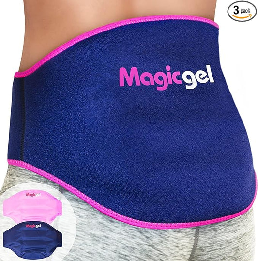 Magic Gel Ice Pack for Back Pain Relief | 2 Pack Reusable Lower Back Wrap for Hot or Cold Therapy | Relief for Lower Lumbar, Sciatic Nerve, Herniated or Degenerative Disc, Coccyx, Tailbone Pain
