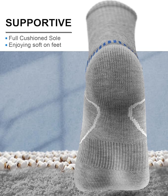 BULLIANT Compression Socks for Men 6Pairs, Athletic Crew Socks Cushioned For Men Sports Running-Arch Support