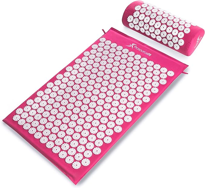 ProsourceFit Acupressure Mat and Pillow Set for Back/Neck Pain Relief and Muscle Relaxation, Large - Gray/Gray