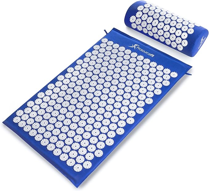 ProsourceFit Acupressure Mat and Pillow Set for Back/Neck Pain Relief and Muscle Relaxation, Large - Gray/Gray