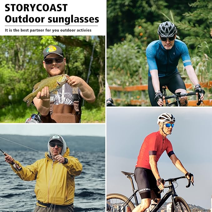 STORYCOAST Polarized Sports Sunglasses for Men Women Unbreakable Frame Cycling Fishing Driving