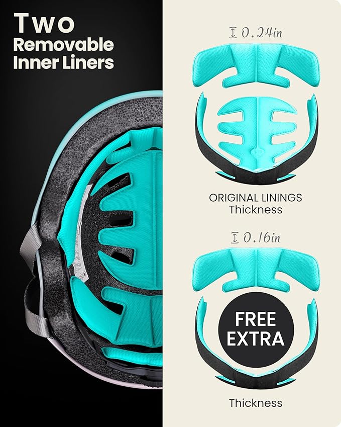 OutdoorMaster Skateboard Cycling Helmet - Two Removable Liners Ventilation Multi-Sport Scooter Roller Skate Inline Skating Rollerblading for Kids, Youth & Adults