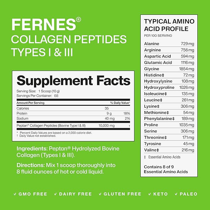 Collagen Peptides for Women Men (1.5LB) Type I & III Flavorless & Odorless Easy-Mix Hydrolyzed Peptan Protein Joint Hair Skin & Nail Support Gluten-Free Non-GMO Keto & Paleo Grass-Fed Kosher
