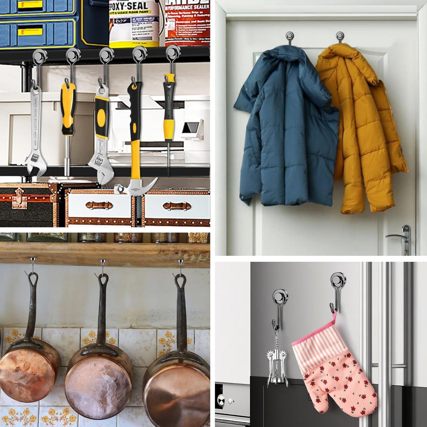 FINDMAG 50 Pack Magnetic Hooks, 30lbs+ Magnetic Hooks Heavy Duty for Cruise, Strong Magnet Hooks for Fridge, Neodymium Magnets with Hooks for Kitchen, Grill, Home, Garage, Toolbox (Black)