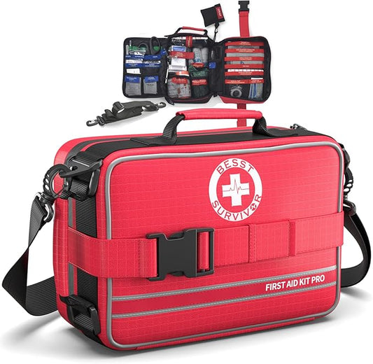 Comprehensive First Aid Kit, Premium Emergency Trauma Kits with Shoulder Strap for Car Camping Gear, Labelled Compartments Survival Kit, Home Essentials, Outdoor Emergency Medical Supplies -324 Piece