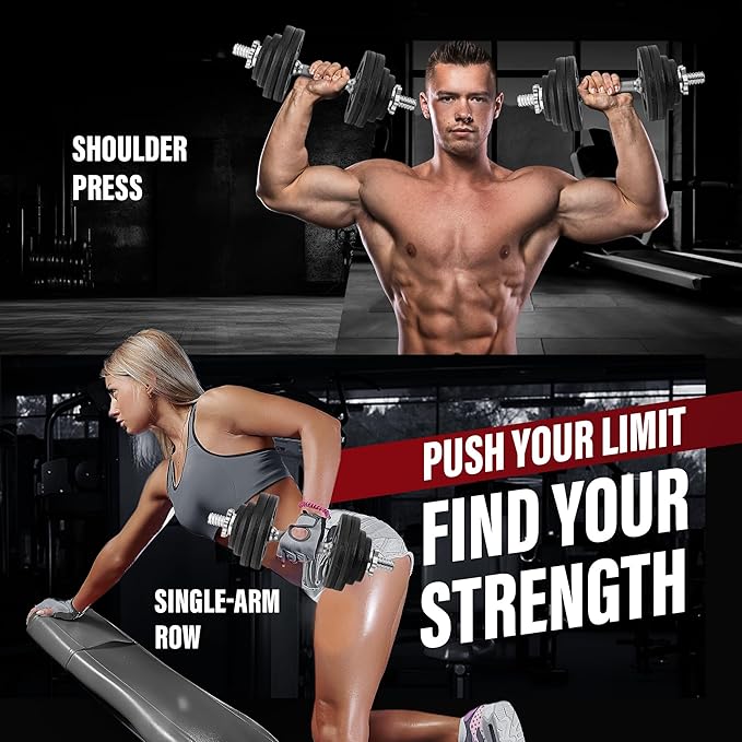 Yes4All Adjustable Dumbbell Set with Weight Plates/Connector - Exercise & Workout Equipment - Size Options 40lbs to 200lbs