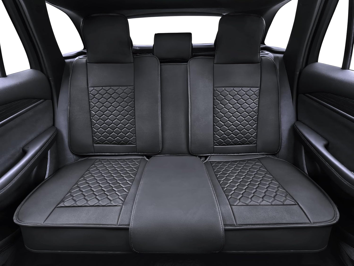 Elantrip Car Seat Cover Full Set Leather Car Seat Protector Universal fit for Most Cars SUVs and Trucks Water Proof Front and Rear Seat Protector Black