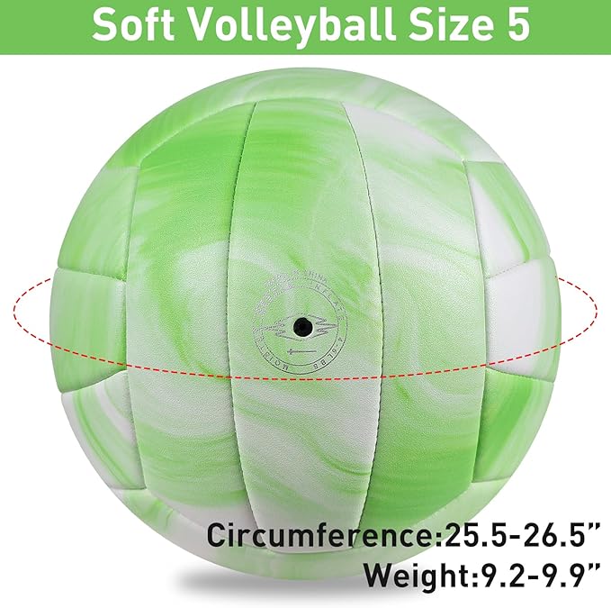 EVZOM Super Soft Volleyball Beach Volleyball Official Size 5 for Outdoor/Indoor/Pool/Gym/Training Premium Volleyballs Equipment Durability Stability Sports Ball