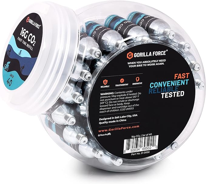 Threaded CO2 Cartridges, 16g for Bike Tire Inflators