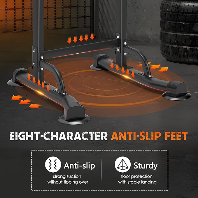 SogesHome Power Tower Pull Up Bar and Dip Station Adjustable Height Dip Stand Multi-Functional Strength Training Fitness Workout Station