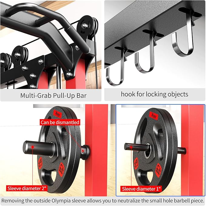 Smith Machine with Cable Crossover System, Multi-Function Power Cage Squat Rack for Home Gym, Power Rack and Packages Weight Sets.