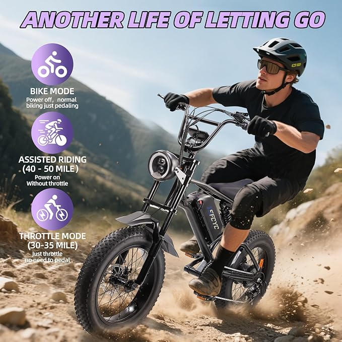 Electric Bikes for Adults,50-120Miles by Pas Ebikes,1000/15000W,720/1440WH E Dirt Bike,Shemano 7-Speed E Bikes,20'*4.0 Fat Tire Ebike,Dual Disc Brake Electric Motorcycle