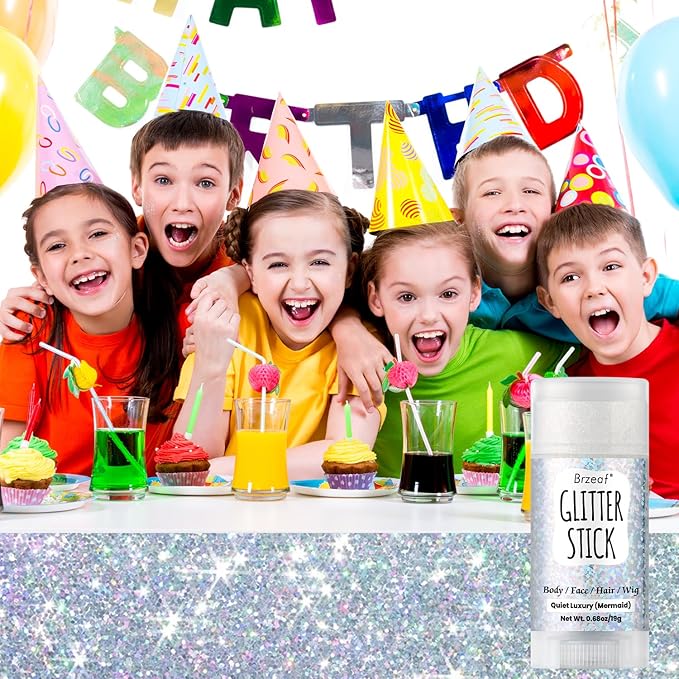 Brzeaf Waterproof Mermaid Glitter Stick, Shimmery& Long Lasting, Hair Eyeshadow Face Body Glitter, Singer Concert Music Rave Festival, Glitter Stick Makeup for Women Men