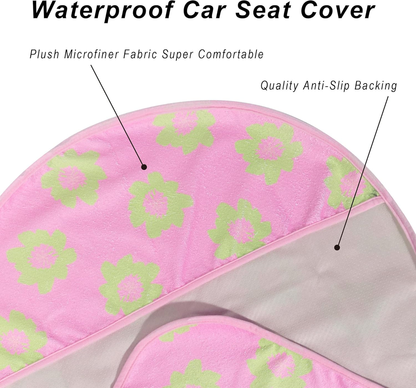 Car Seat Cover Protector Front Seats,for Gym Workout,Running,Swimming,Beach and Hiking,Waterproof Sweat Towel Bucket Seat Covers for Cars SUV Trucks (Flower and Pink, 2Pcs)
