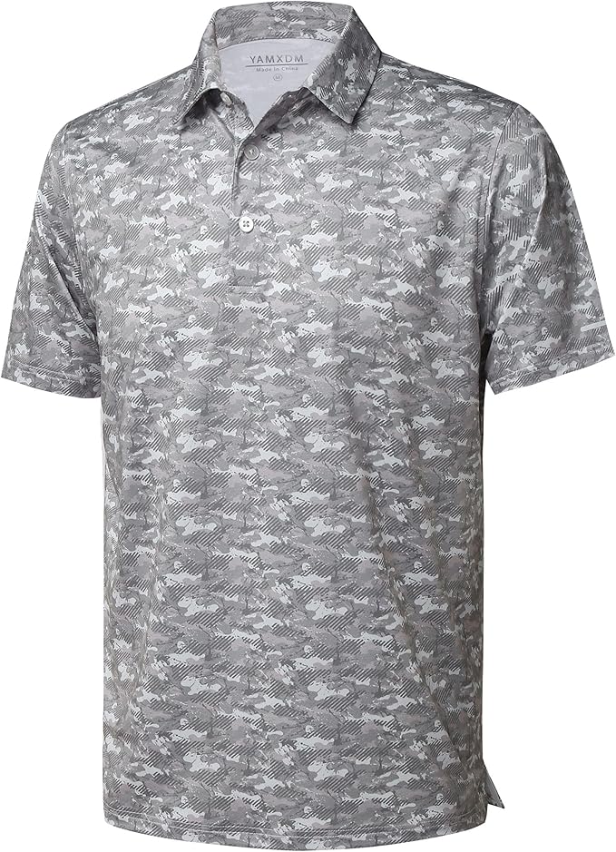 Golf Shirts for Men - Moisture Wicking Short Sleeve Performance Sport Casual Striped Collared Mens Polo Shirt