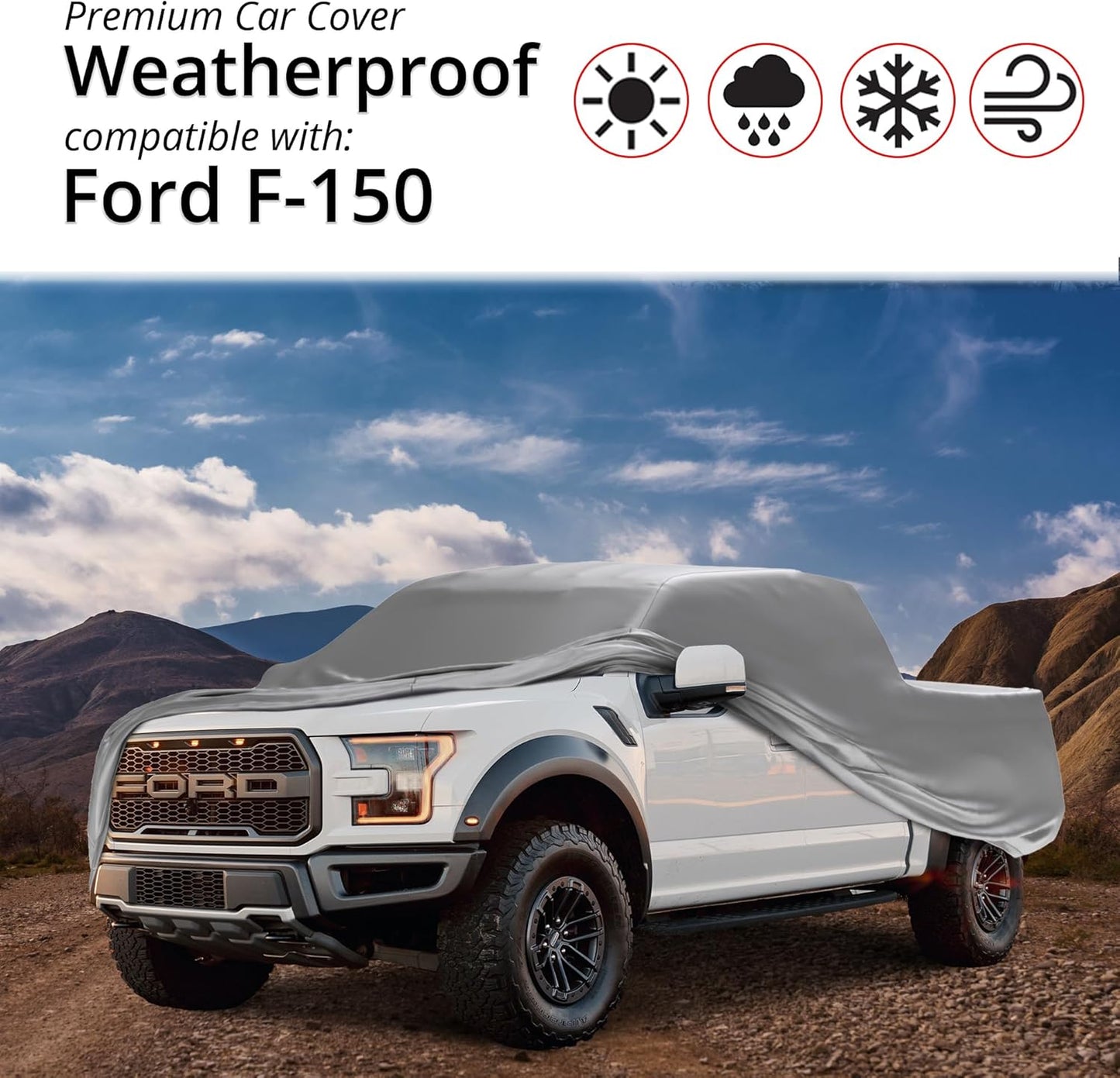 Car Covers Weatherproof Max Truck Cover & Warranty Compatible with Ford 2021-2022 F-150 SuperCab, 5.5 with Truck Bed Shell– Outdoor Cover, Prevents Theft with Cable Lock