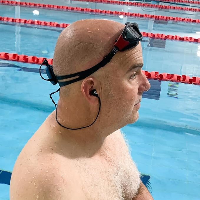 100% Waterproof SYRYN Swimbuds Flip Bundle for Swimming with Music | Enjoy Up to 2,000 Songs or 138 Hours of Audio | Drag and Drop MP3, AAC, M4a, FLAC Using PC or Mac | No Apple Music, No Spotify