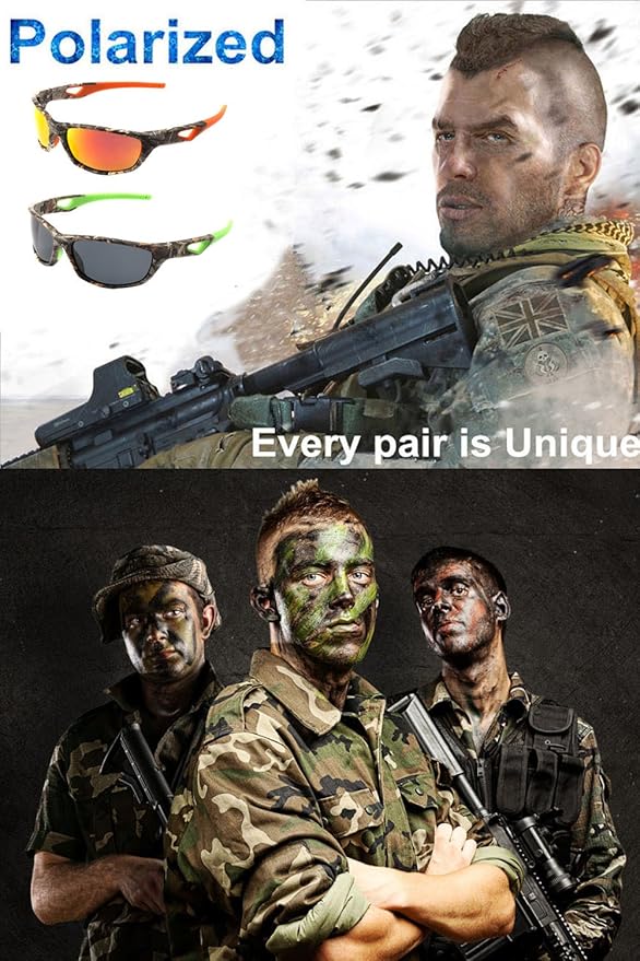 Polarized Outdoor Sports Sunglasses Tr90 Camo Frame for Men Women Driving Fishing Hunting Reduce Glare